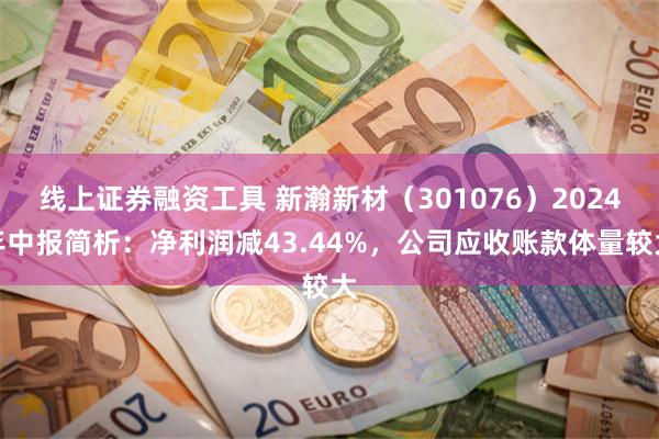 线上证券融资工具 新瀚新材（301076）2024年中报简析：净利润减43.44%，公司应收账款体量较大